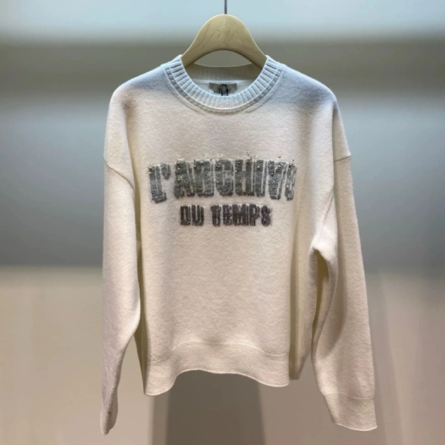 T*ME Maglione di lana lavorato a maglia rotondo Ne Heavy Embellished Letter Pattern Faionable Casual Sle Collezione invernale 2024