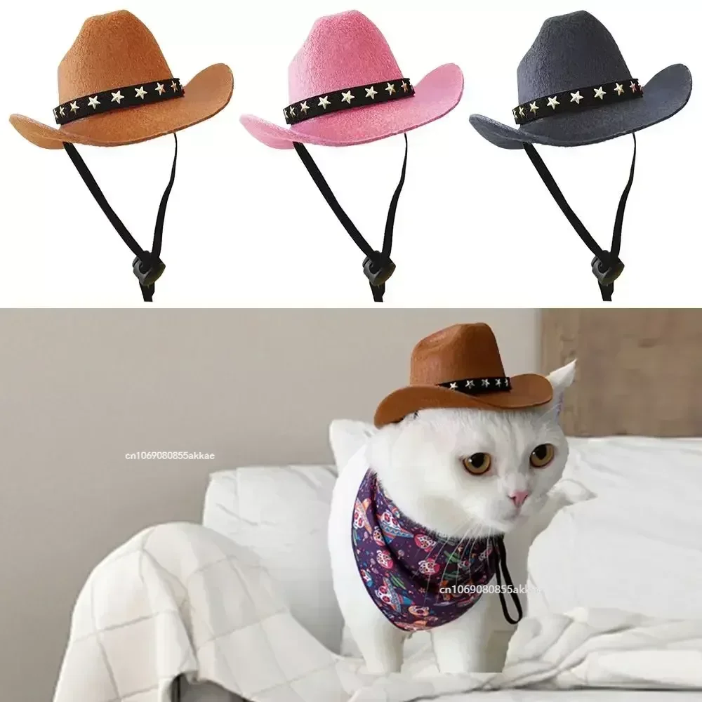 Sombrero británico para mascotas, sombrero de vaquero con estrella, ajustable, sombrero de copa, sombrero de gato, sombreros de Sol para perros