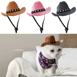 Sombrero británico para mascotas, sombrero de vaquero con estrella, ajustable, sombrero de copa, sombrero de gato, sombreros de Sol para perros pequeños y medianos