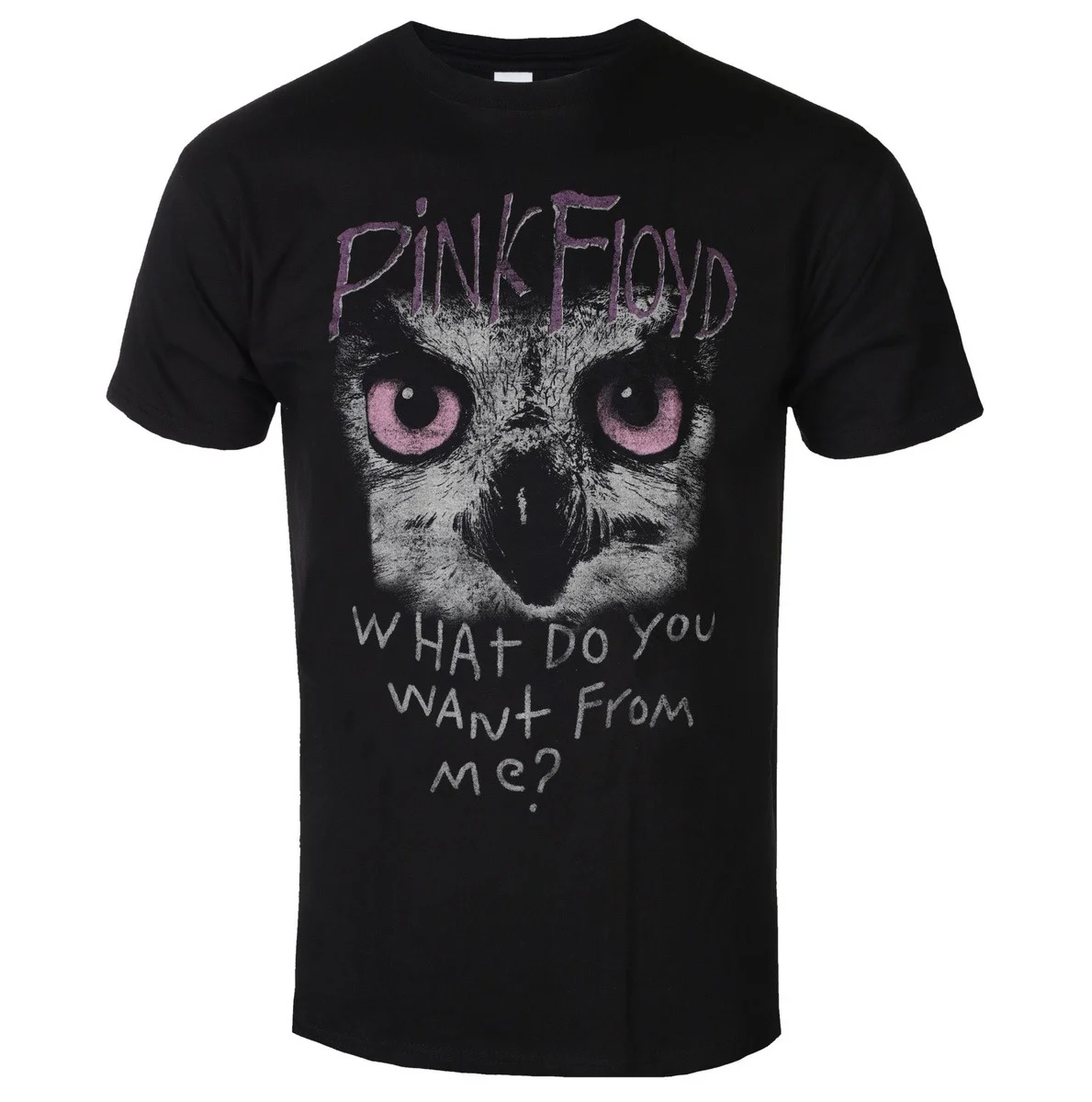 Pink Floyd Iconic Faded Purple Rough Font Big Owl Pink Eyes Lyric Graphic Tee Dark Vintage Psychedelic Rock Merch Loose