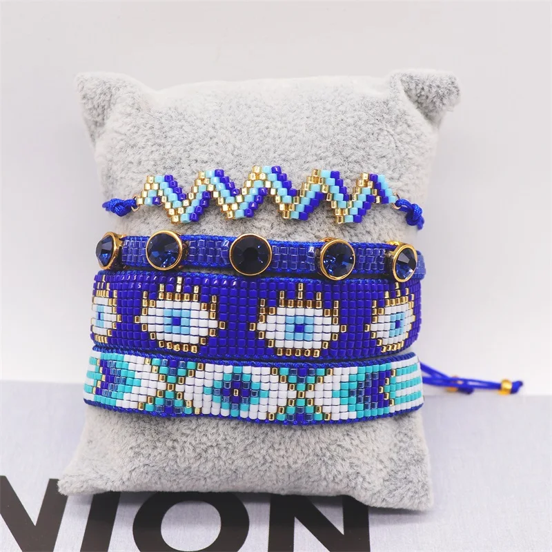 BLUESTAR Turkey Evil Eye Bracelet Fashion Bracelet For Women Colorful Miyuki Delica Beaded Adjustable Pulseras Bohemia Jewelry