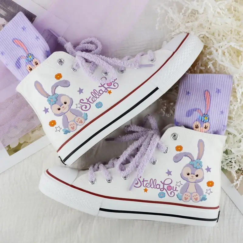 Disney Lilo & Stitch Print Casnvas Shoes 2023 New White Sport Shoes Couple Casual Sneakers Fashion Tennis Shoes Size 35-43