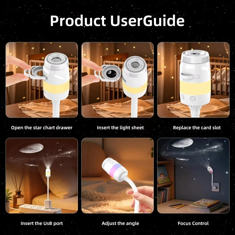 New Galaxy Projector Night Light USB Star Projector for Bedroom Ceiling Decor Adjustable Nebula & Starry Sky Atmosphere Lamp view 2
