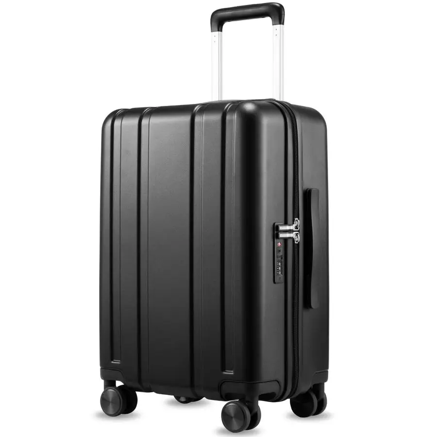 On Luggage 22x14x9 Airline Approved, 100 PC Hard Shell Travel Suitcase with Smooth Spinner Wheels TSA Lock, 20 Inch, Black