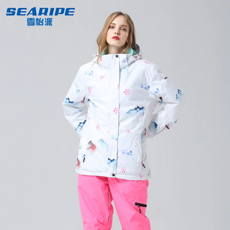 Waterproof Fleece Ski Jacket for Women, Snow Coat, Mountain Windbreaker, Hooded Female Outfits, Snowboard, Warm, Winter