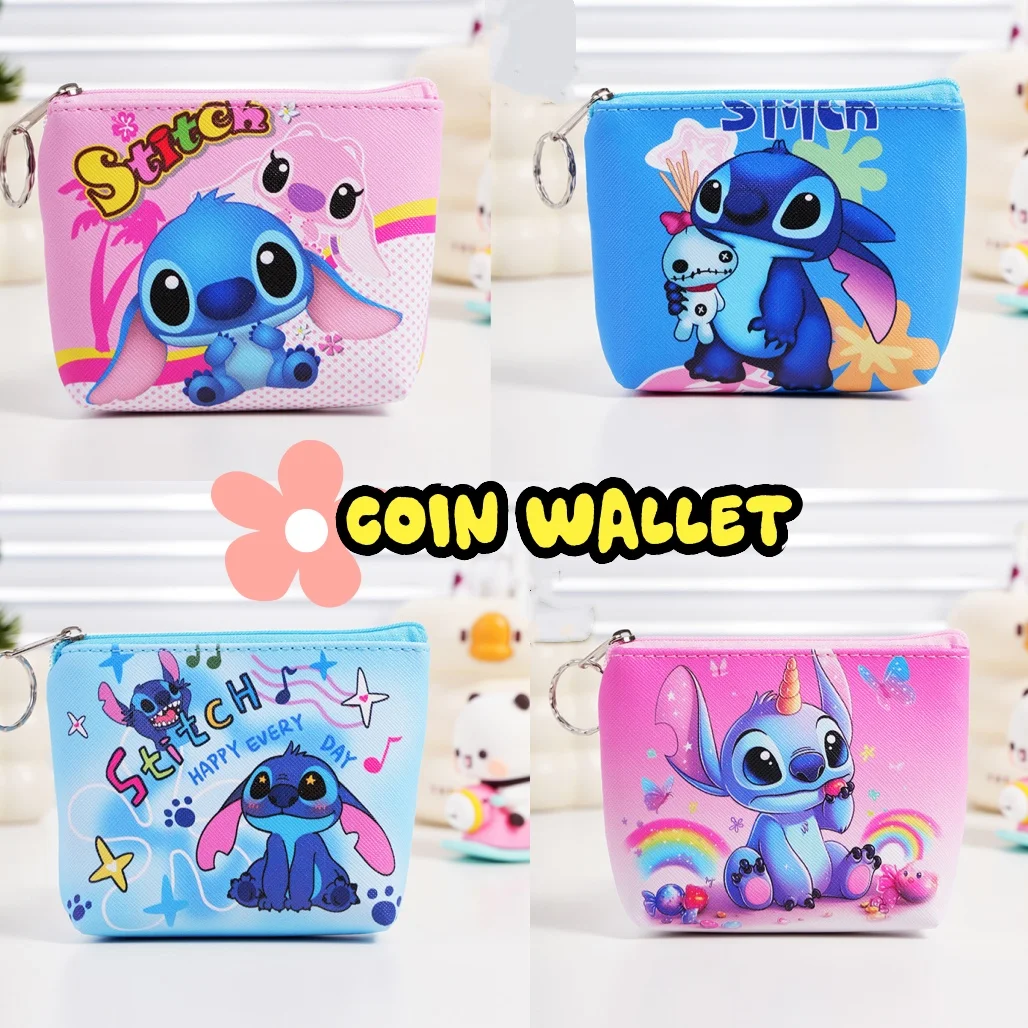 

stitch Disney Coin wallet Children's cartoon cute coin bag Ladies PU Anime peripherals Key storage bag Birthday gift Christmas