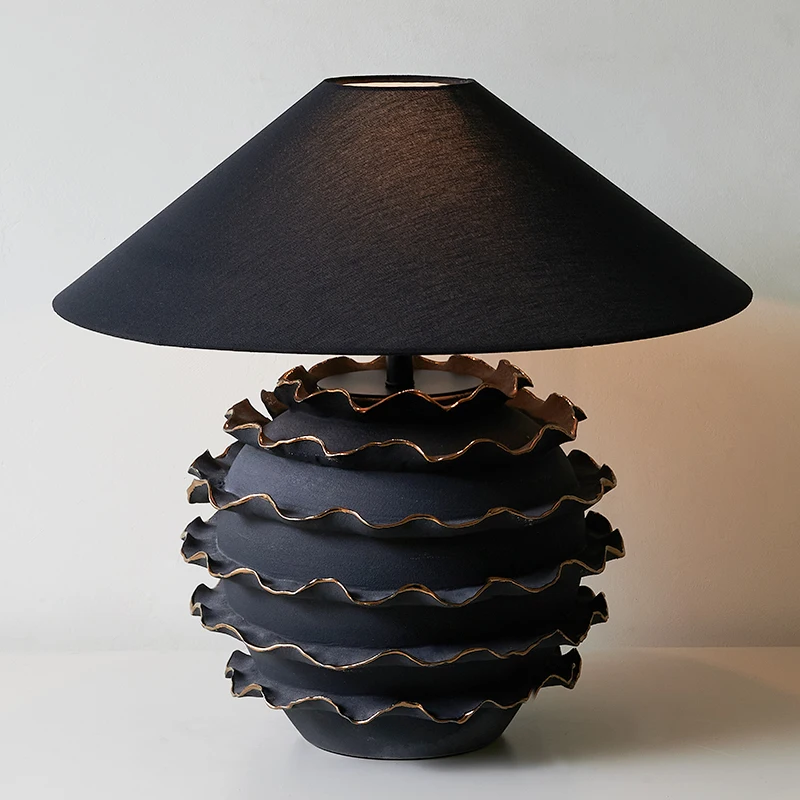 

Art Deco Desk Lamp Ornament Designer Creative Bedside Lamp Bedroom Study Black Ceramic Ambient Light