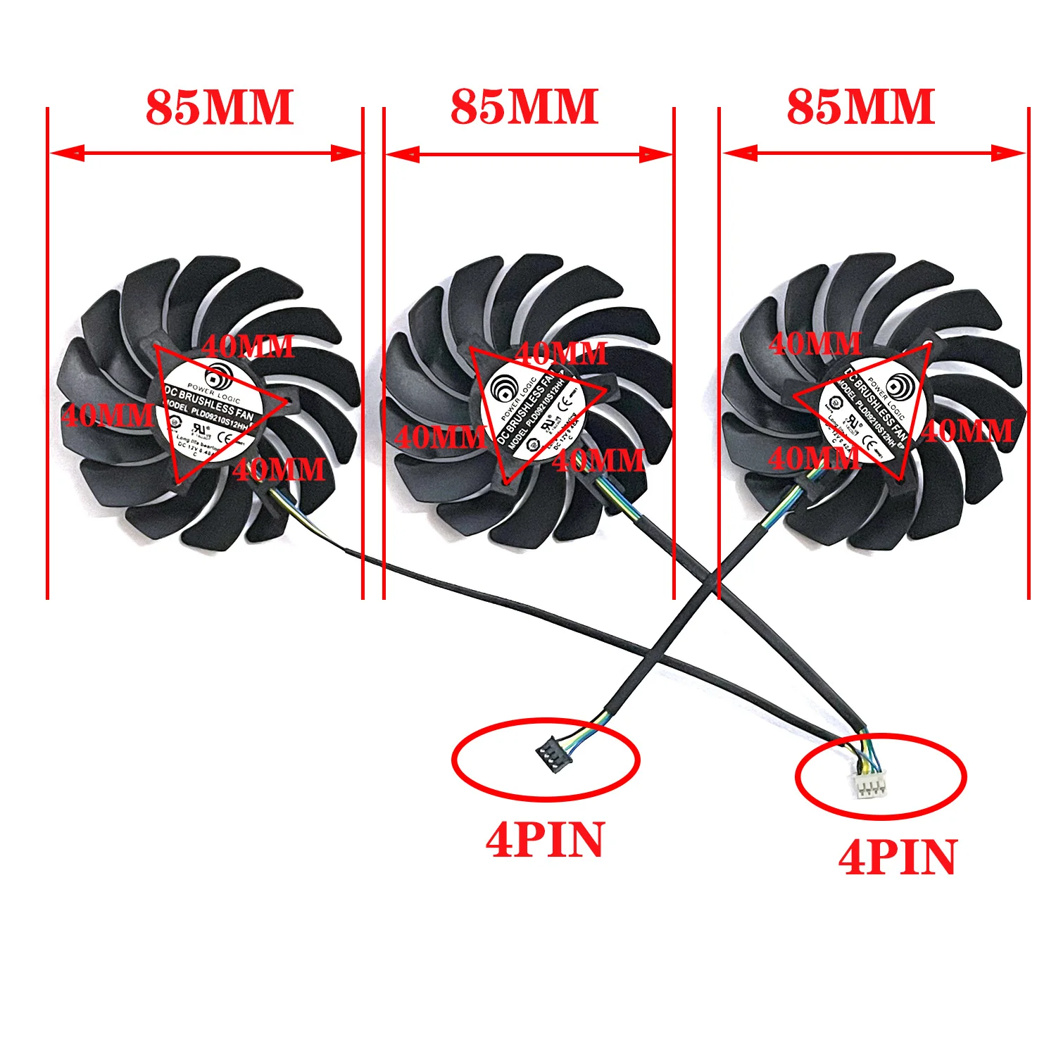 MSI 지포스 RTX3060Ti 3070 3080 3090 벤투스 3X 게임용 그래픽 팬, PLD09210S12HH 4 핀 RTX3090 3080 그래픽 팬, 85mm