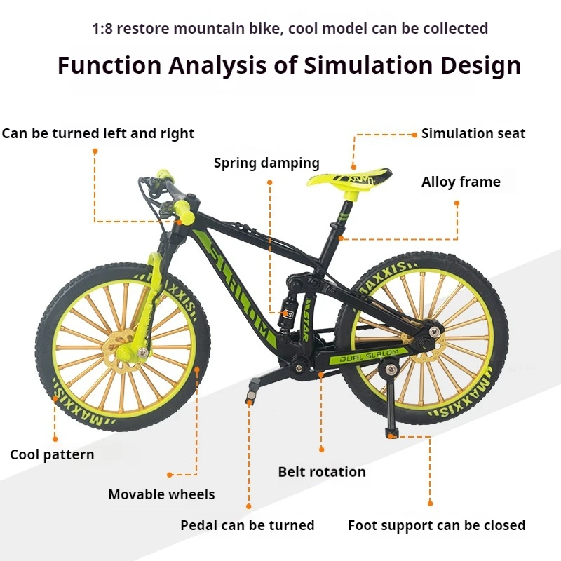 1: 8 Mini modelos de bicicleta de aleación Diecast Metal dedo bicicleta de montaña colección para adultos juguete decoración de habitación regalo para niños