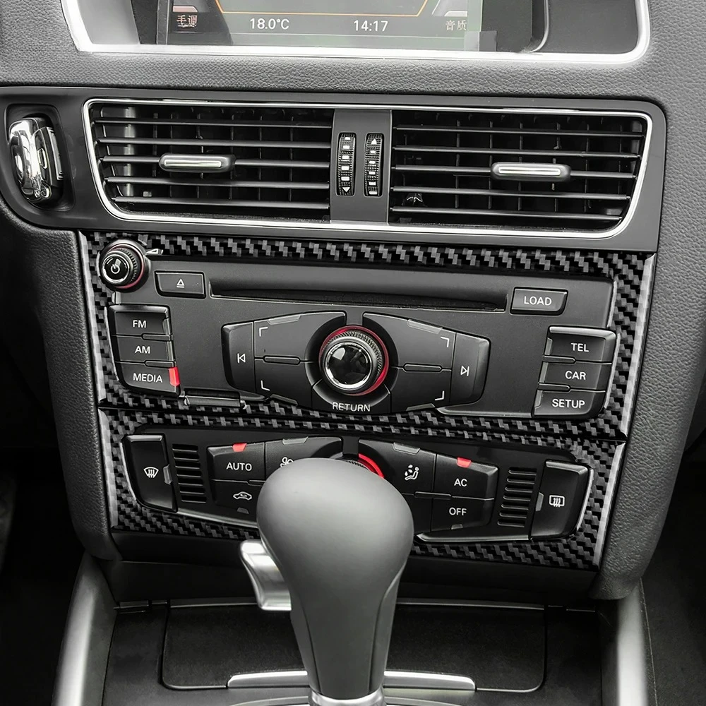 

For Audi A4 A5 Q5 2009 2010 2011 2012 2013 2014 2015-16 Console CD Panel Real Carbon Fiber Sticker Car Interior Trim Accessories