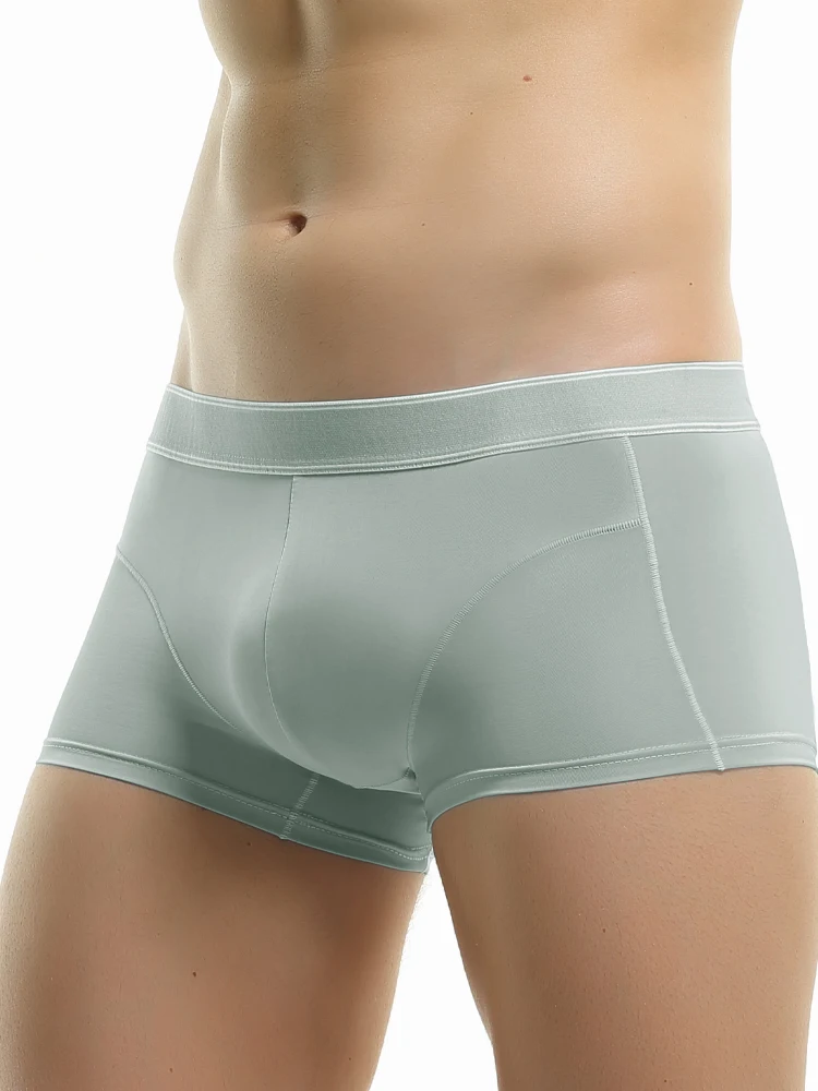

5PCS Ice silk antibacterial underpants, men's four-cornered trousers, flat-cornered short slits, summer thin sporty large-sized