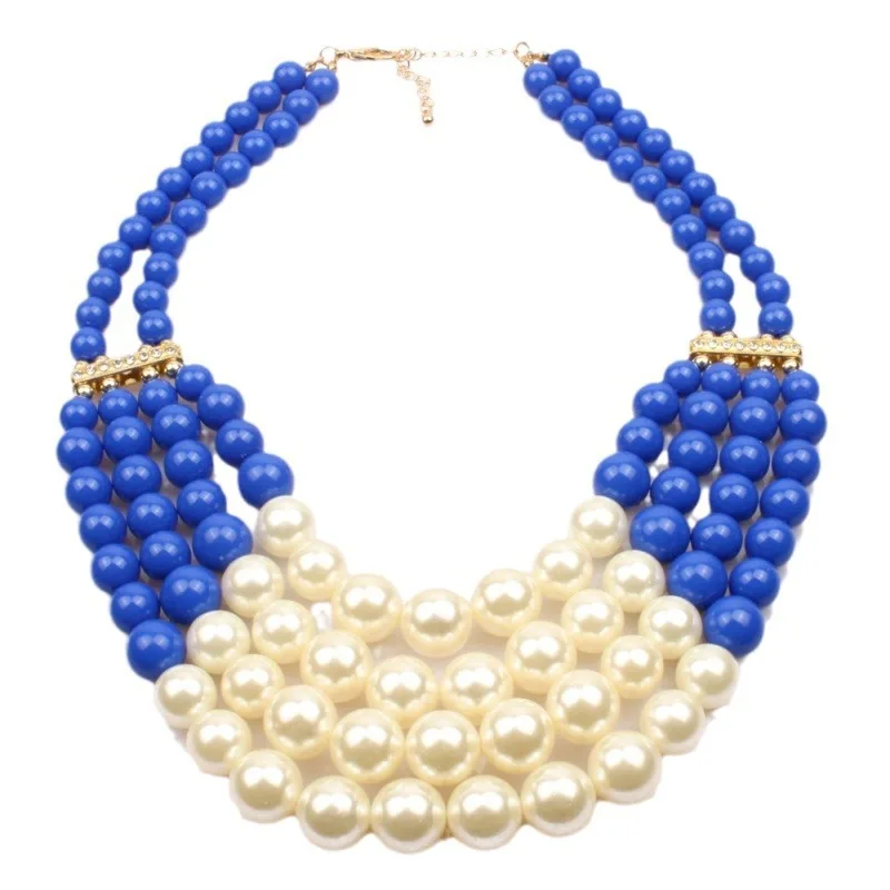 wedding necklace punky necklace party necklace women\'s personality twist two-color earrings pearl two-piece set bead jewelry