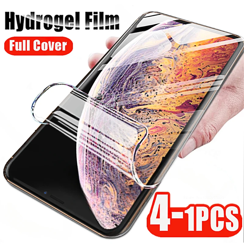 4-1Pcs Screen Protectors for IPhone 16 15 14 13 12 11 Pro Max X XR XS SE Hydrogel Film for Iphone 11 12 13 14 15 16 Plus Film