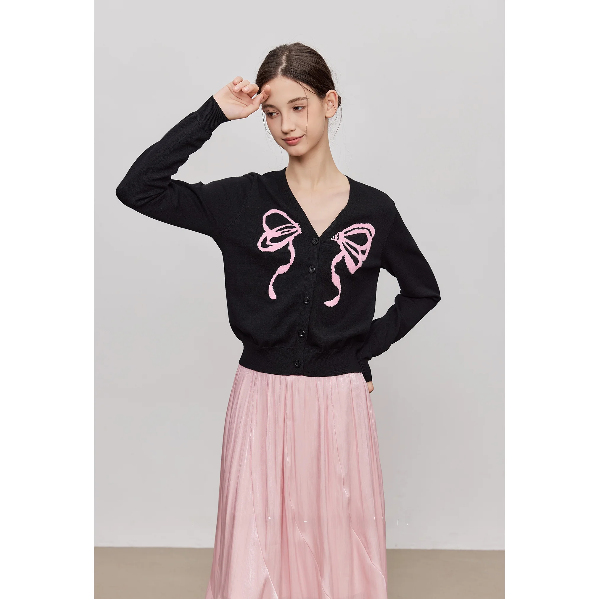 

YUUSCC Women's Long Sve Knitted Top Casual Sweet Embroidery Anti-Aging Design Korean Sle Commute Faion