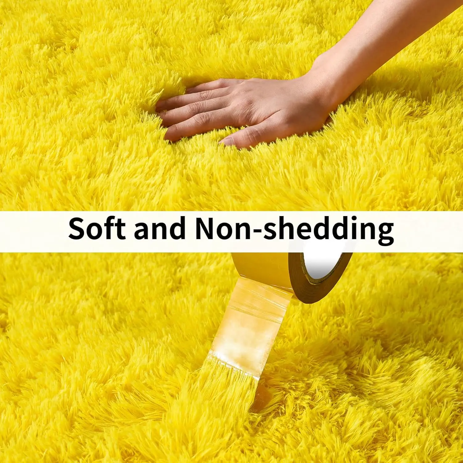 Soft Area Rugs for Living Room Non-Slip Thick Plush Carpets for Winter Anti-Slip Fluffy Artificial Velvet Rug Soft Yellow Carpet