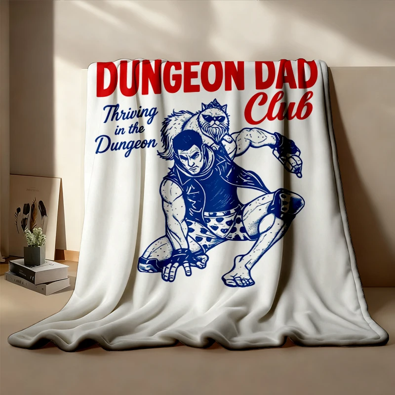 Fathers Day Flannel Blanket, Dungeon Dad Club Flannel Throw, Dad Achievement Cozy Blanket