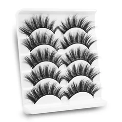 Faux-cils naturels épais, 5 paires, extensions de cils réutilisables 3D, maquillage doux et facile à porter