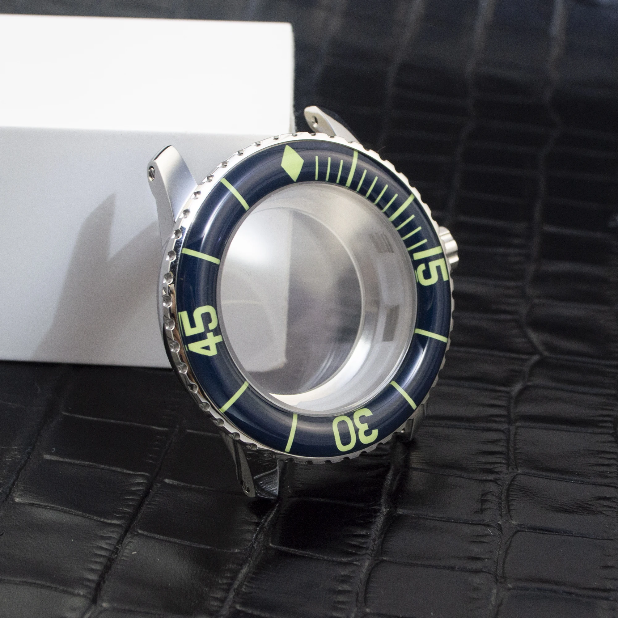 for fifty fathoms Watch Case 45mm Stainless Steel Watch Case Sapphire Glass 10ATM Waterproof fit NH35 NH36 Movement 32mm Dial