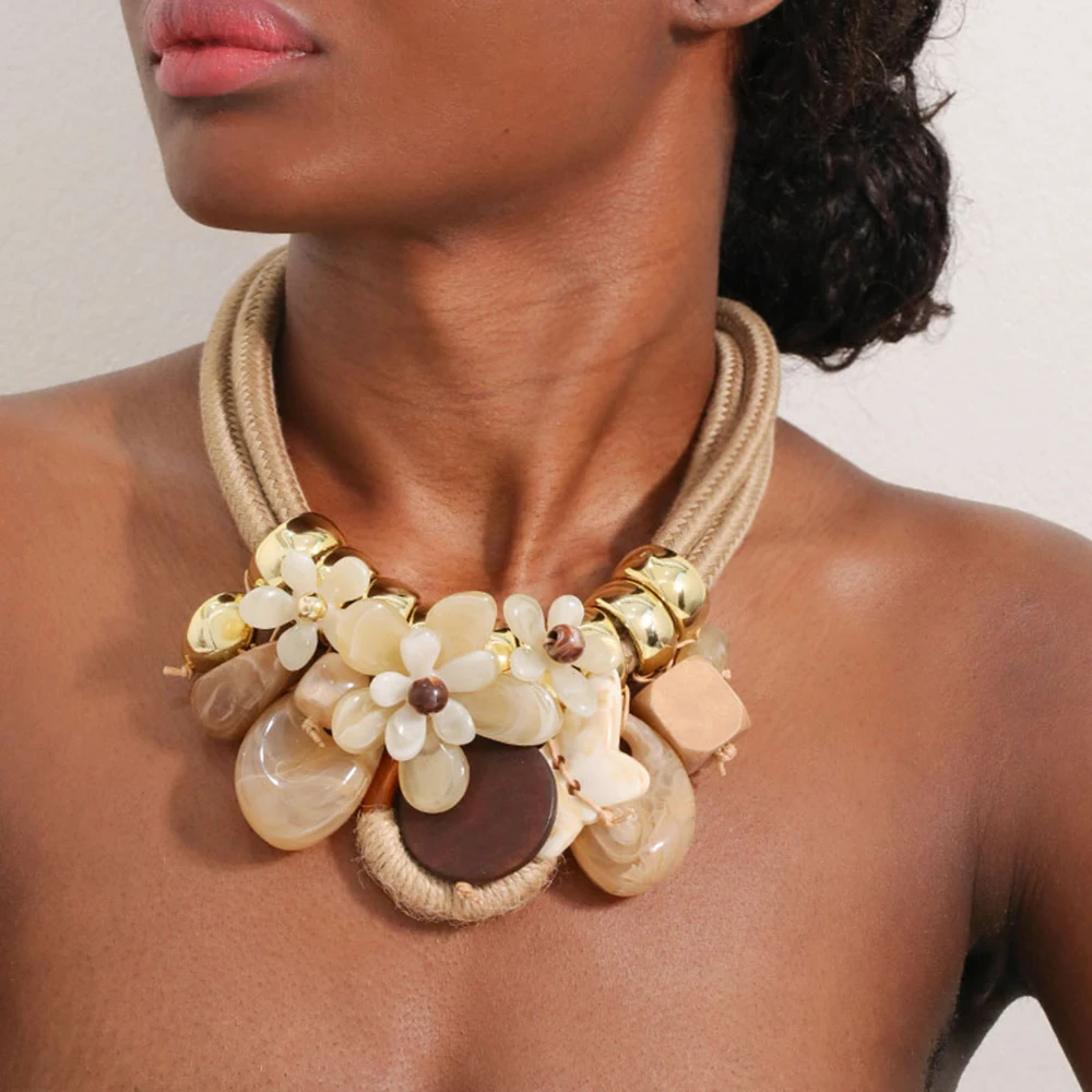 

Statement Beads Necklace Flower&Butterfly for Women Girl Trendy Party Jewelry