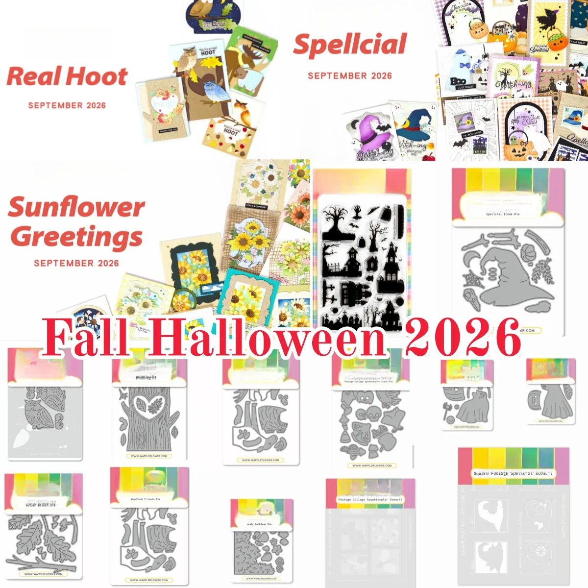 2026 Autumn Branch Woodland Halloween Postage Collage Cutting Dies Clear Stamps Stencil For DIY Scrapbook Craft Decoration Card