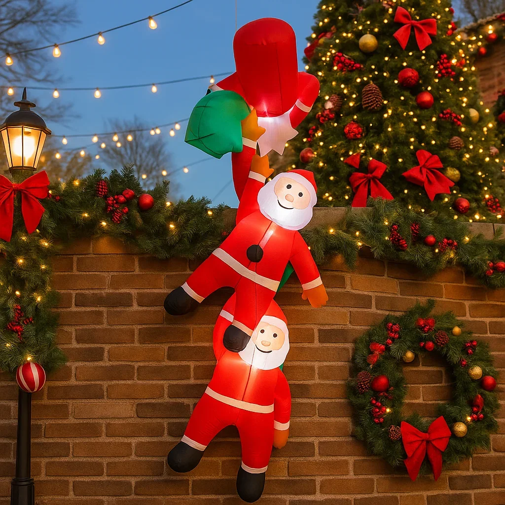 2.4M/7.8FT Inflatable Santa Claus Climbing Light  Lights LED Home Decor Toys Yard Xmas Holiday Supplies Outdoor Prop Decor