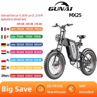 GUNAI MX25 Electric Bicycle 1000W 48V 25AH Electric Bike 4.0*20 Inch Fat Tires Off-Road Ebike Adults Cycling Mountain Bike