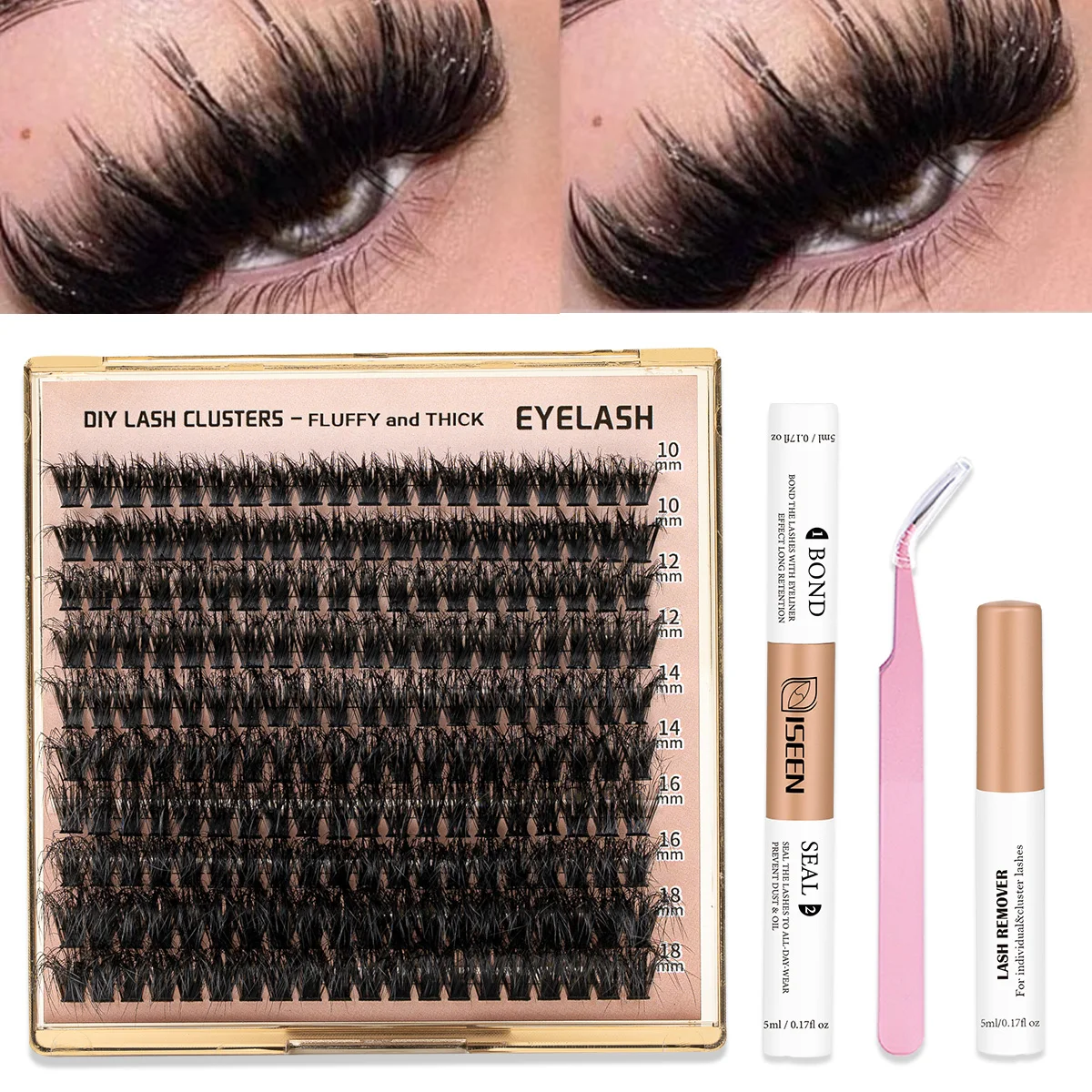 DIY Wimpers Wimpers Clusters Kit Dikke Zachte Draagbare Individuele Wimpers Extensions Clusters Met Lash Bond & Seal En Pincet