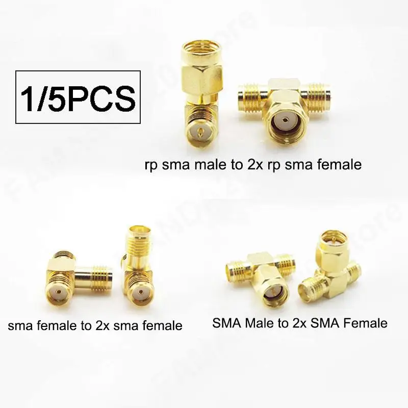Gold Plated Coaxial Adapter RPsma SMA Male to 2 RP SMA Male Female to 2 SMA Female Plug Connectors RF Plug Converter M2