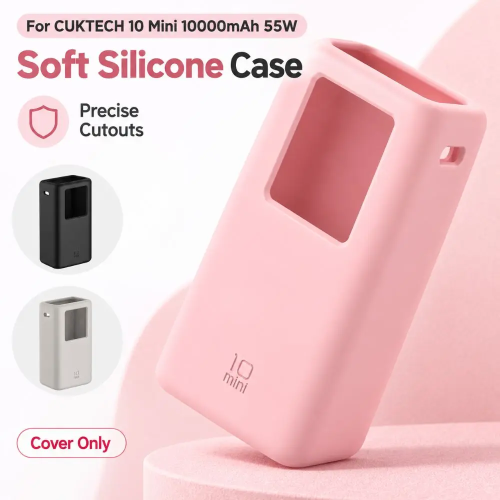 Shockproof Silicone Case Dustproof Soft Protective Cover Portable with Handle for CUKTECH Model 10 Mini 10000mAh 55W Power Bank