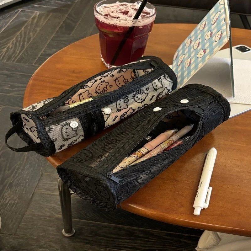 

Hello Kitty Makeup Bag Cute Women Accessories Multi functional Large Capacity Mesh Portable Stationery Cosmetics Bag Wholesale