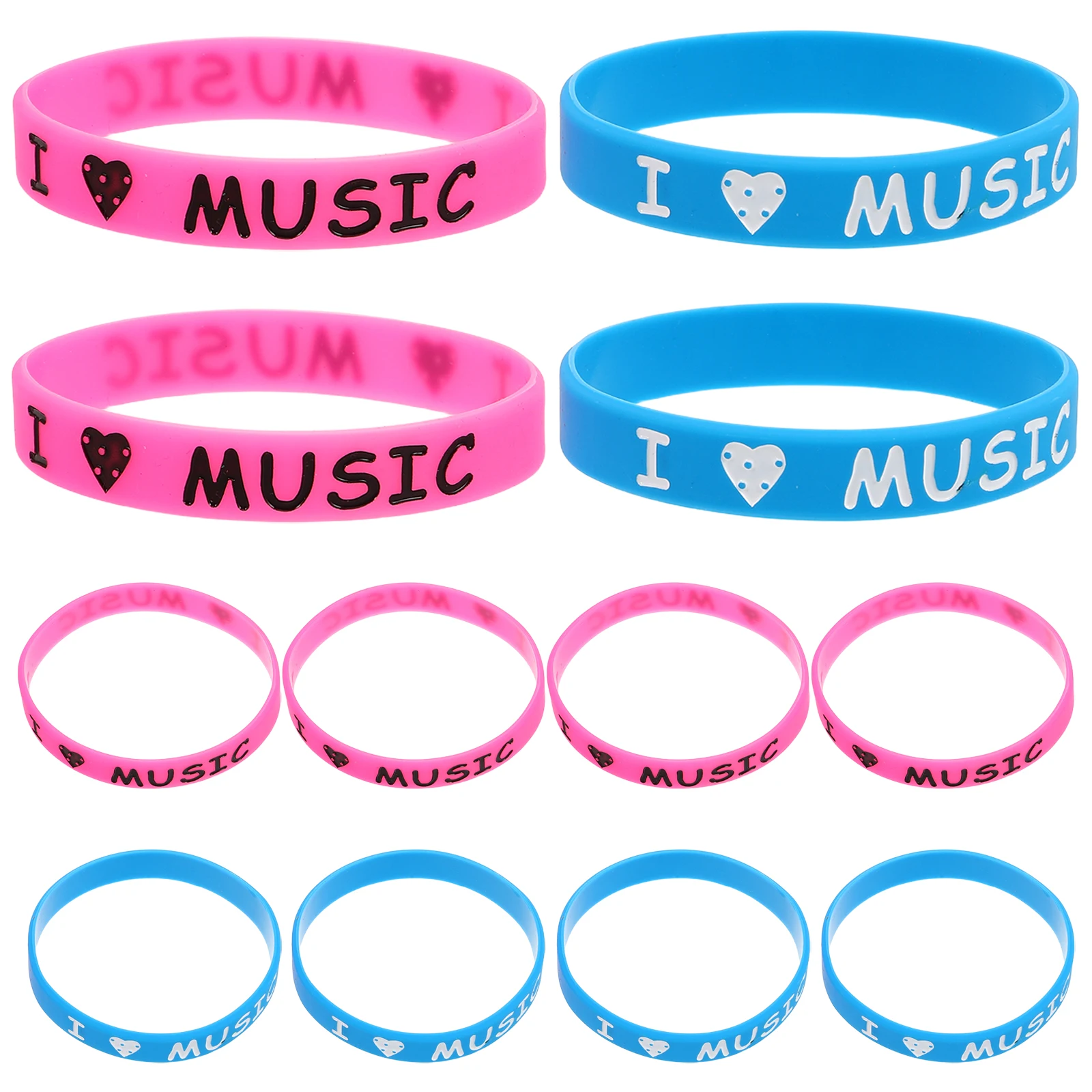 

12 Pcs I Love Music Bracelet Colorful Silicone Wristb s for Events Festivals Concerts Party Accessories Vibrant Colors