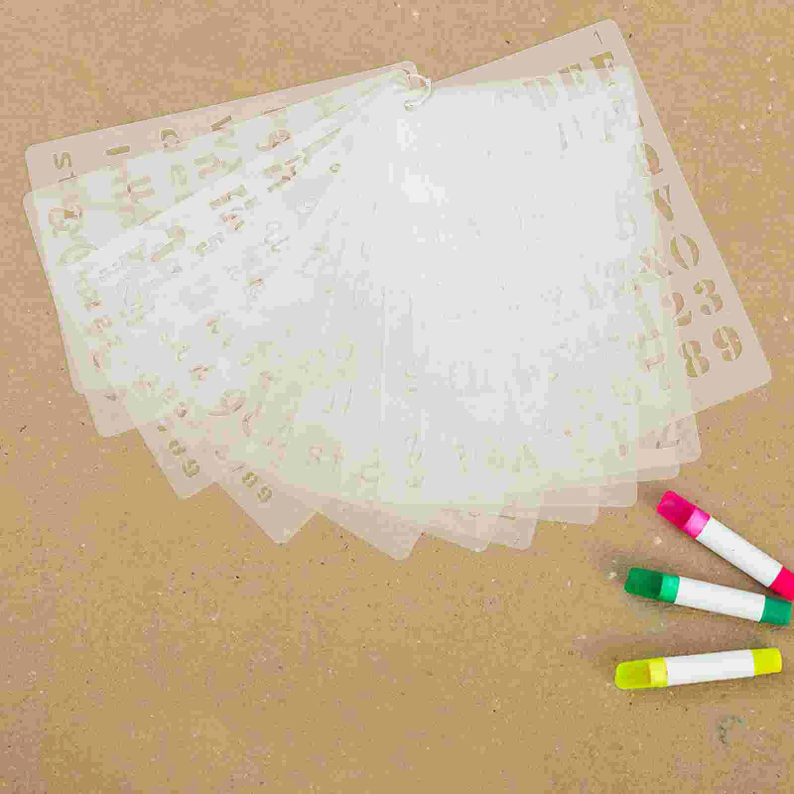 12 Pcs Alphanumeric Template Drawing Stencils Holiday White Calligraphy Hollow Office