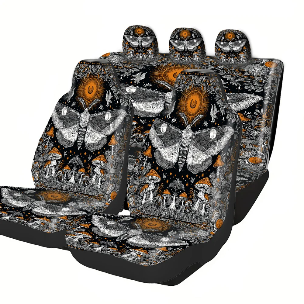 2-5 Seat Set Car Seat Covers - Black War Horse Print, Polyester Fabric, Easy Install & Washable, Non-Slip & Absorbent, Universal