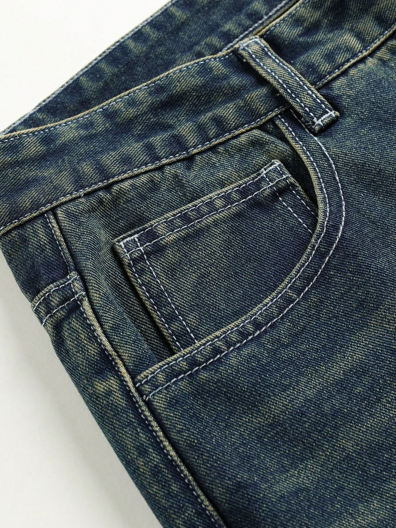 1 قطعة جينز فضفاض غير رسمي للسفر اليومي للرجال في الشارع الأمريكي ، أسود ، أزرق فاتح ، أزرق بحري موضة الشارع نمط ريترو فانوس جينز جينز دينم