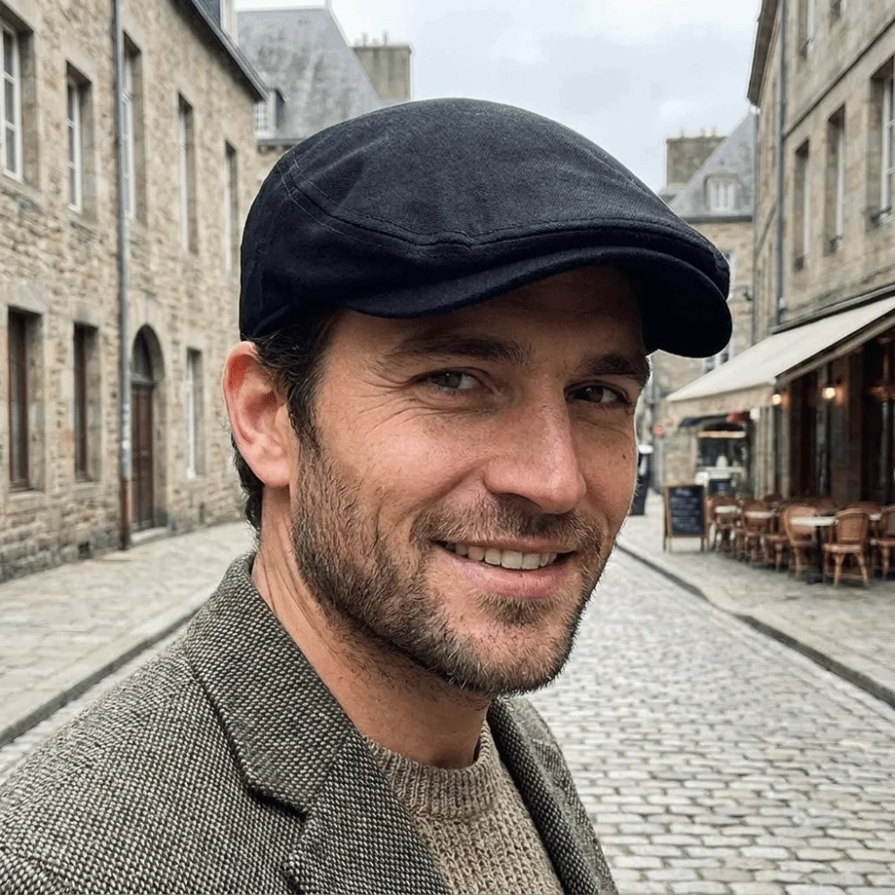 Literary Breathable Men's Beret Hat Solid color Flat Gorras Forward Cap Retro Forward Hat Outdoor