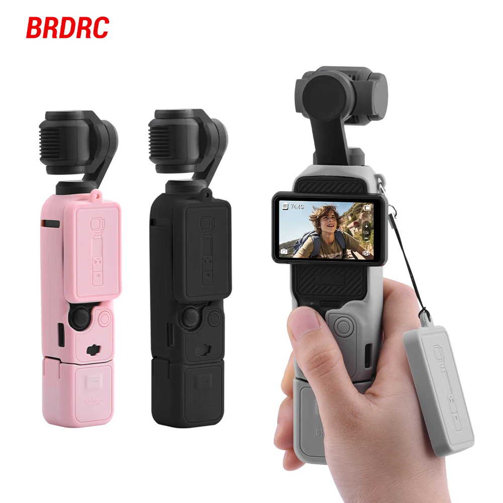 BRDRC Silicone Case for DJI Osmo Pocket 3 Gimbal Camera  Anti-Scratch Handle Soft Protective Case Lens Cap Anti-bump Cover