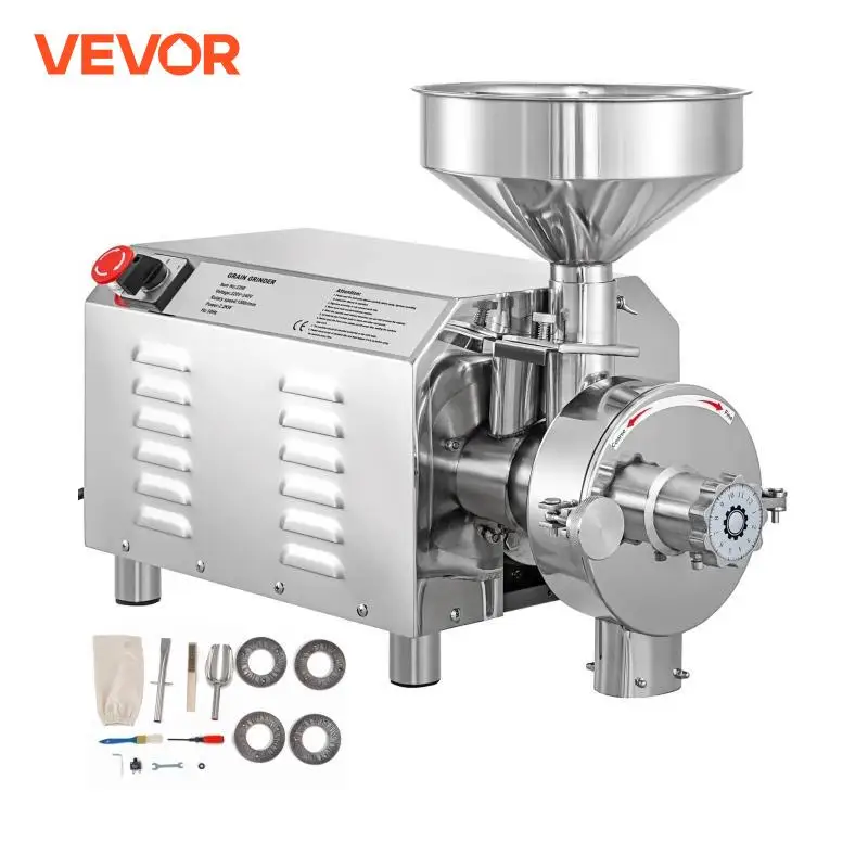 VEVOR Electric Grain Grinder 50KG 2200W Commercial Grinding Machine for Dry Grain Soybean Corn Spice Herb Coffee Bean Wheat Rice