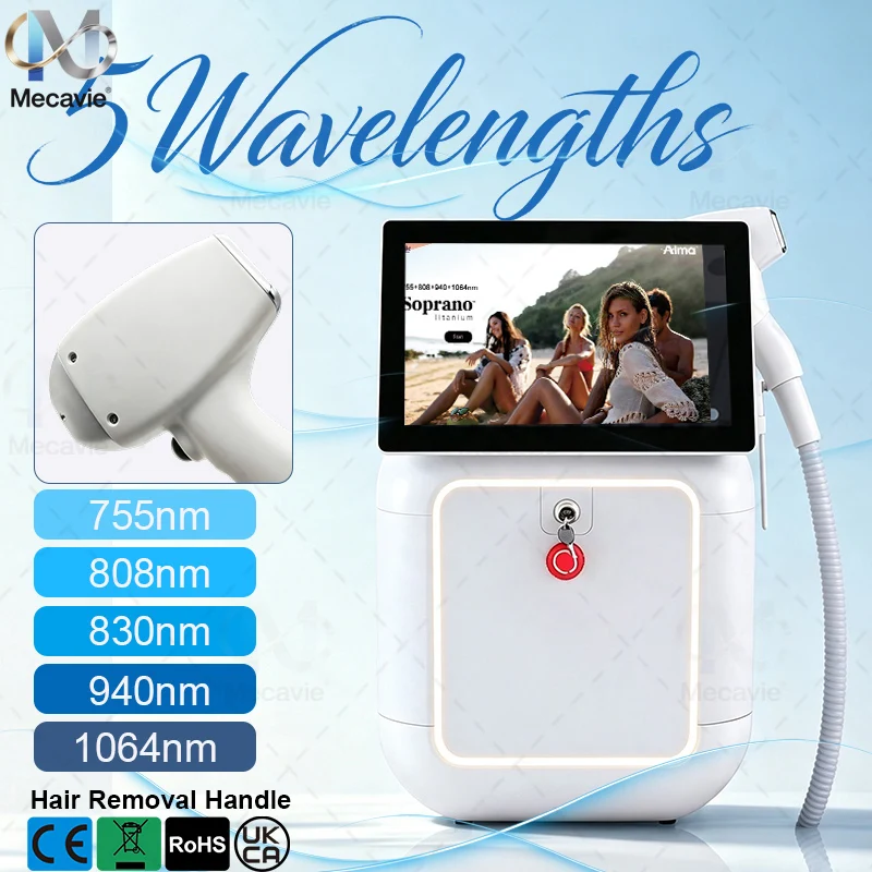 Professional 5-Wave Diode Laser Hair Remover with Ice Cooling System, Painless Permanent Hair Removal Suitable for All Skin Type