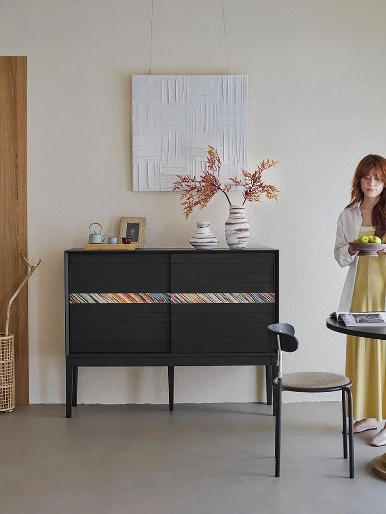 Retro style living room TV side cabinet against the wall storage chest cabinet household solid wood tea coffee side cabinet