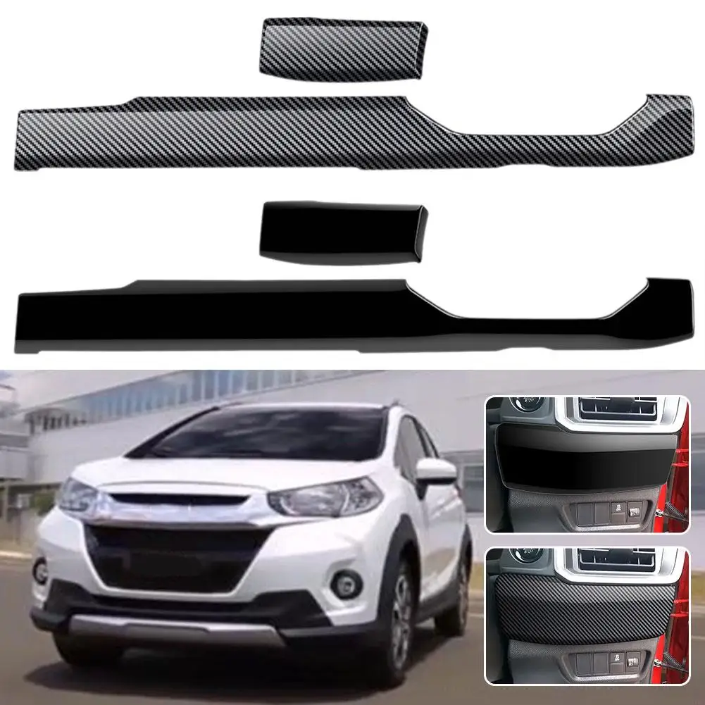 RHD For Honda WR-V WRV 2024 2025 ABS Carbon Fiber Car Instrument panel Middle comtrol cover Trims strip Car Accessories Int R4D7