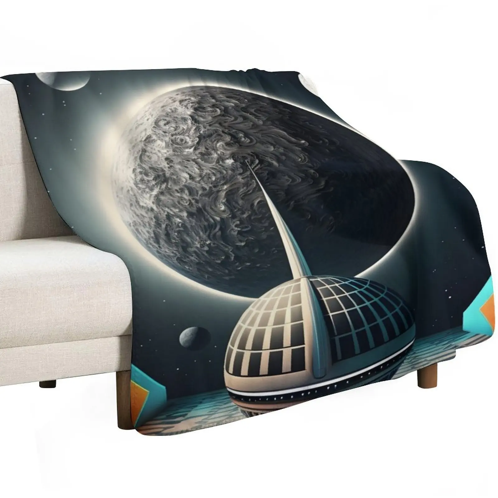 Deco Spaceship landing In Planet X232's Space Port Throw Blanket Sleeping Bag Bed linens Flannel Travel manga Plaid Blankets
