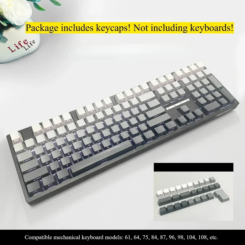 2025 New Polar Day Dust keycaps Aurora Gradient Side-Engraved Illuminated 134-Key Full-Size OEM Height PBT Double-Color Keyboard