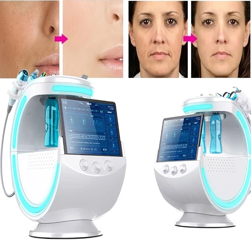 Multifunctional Ice Blue Magic Mirror Skin Analyzer SPA Skin Care Ce 7 In 1 Ultrasonic Cryotherapy Microdermabrasion Machine