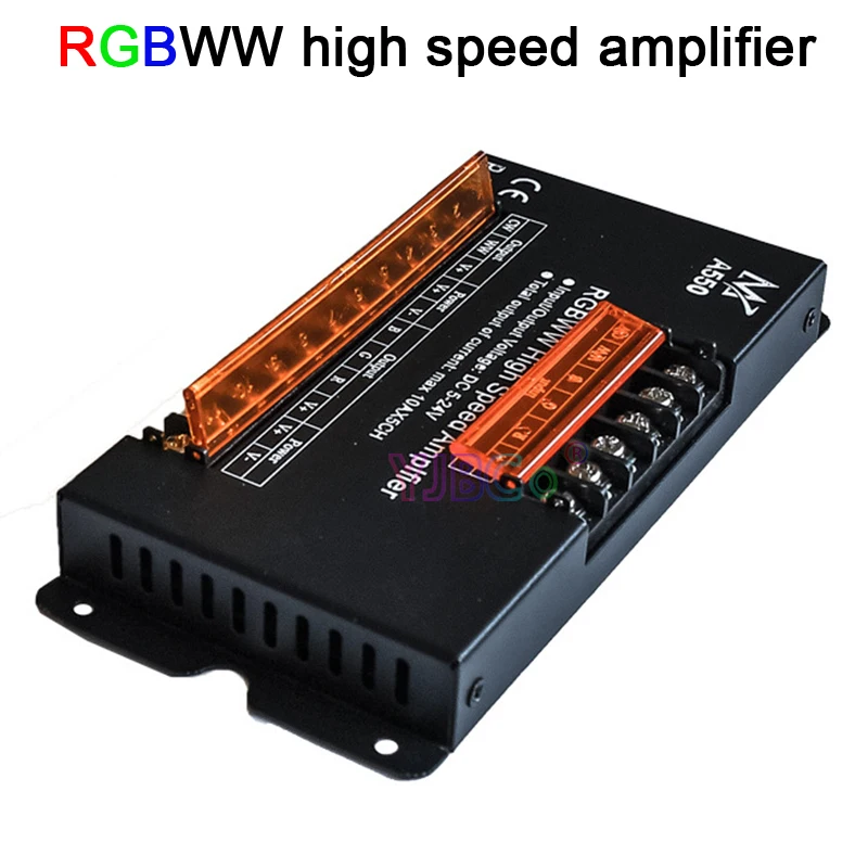 

RGBWW high speed power amplifier 5V-24V 12V 10A*5CH 50A signal synchronization Repeater for 5 in 1 RGB+CCT LED Strip,modules