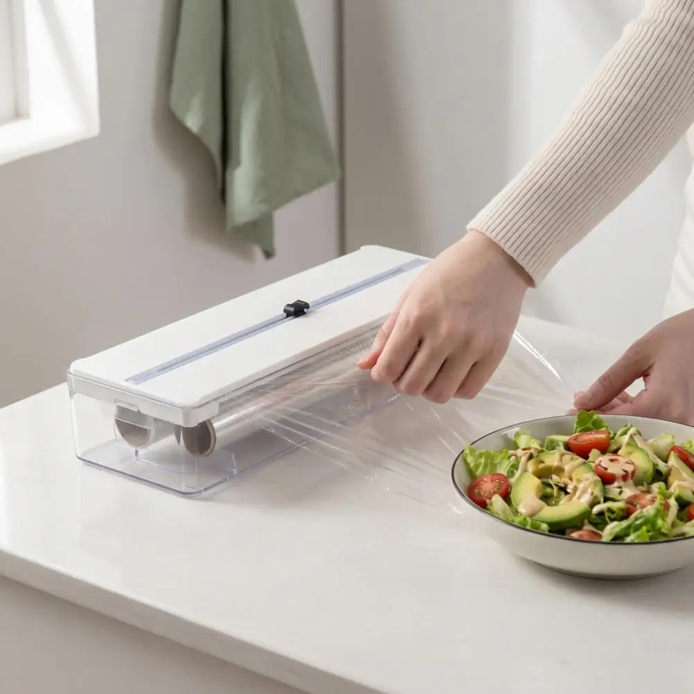 Capacity Storage Box Aluminum Foil Dispenser with Adjustable Sliding Cutter Modular Kitchen Organizer for Plastic for Kitchen