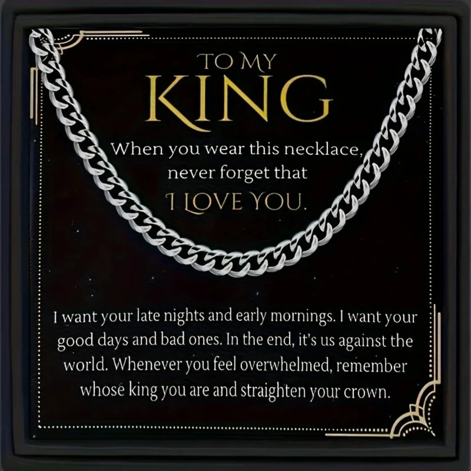 Trendy Stainless Steel Cuban Link Necklace - Romantic Gift for Boyfriend or Husband, Ideal for Anniversaries and Birthdays