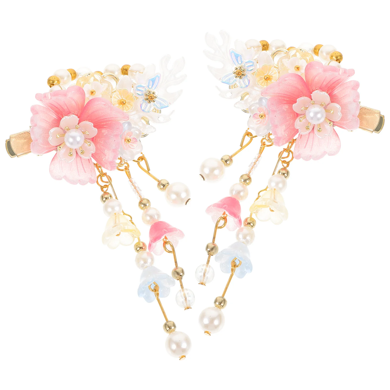 

1 пара китайских аксессуаров Hanfu, заколки с кисточками и цветами для женщин, свадебные укладки, толстые тонкие заколки для волос, металлические декоративные