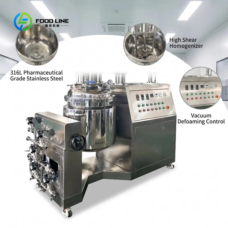 Customized Energy Saving Vacuum Homogenizing Emulsifier Mixer for Cosmetic Cream Ointment Food