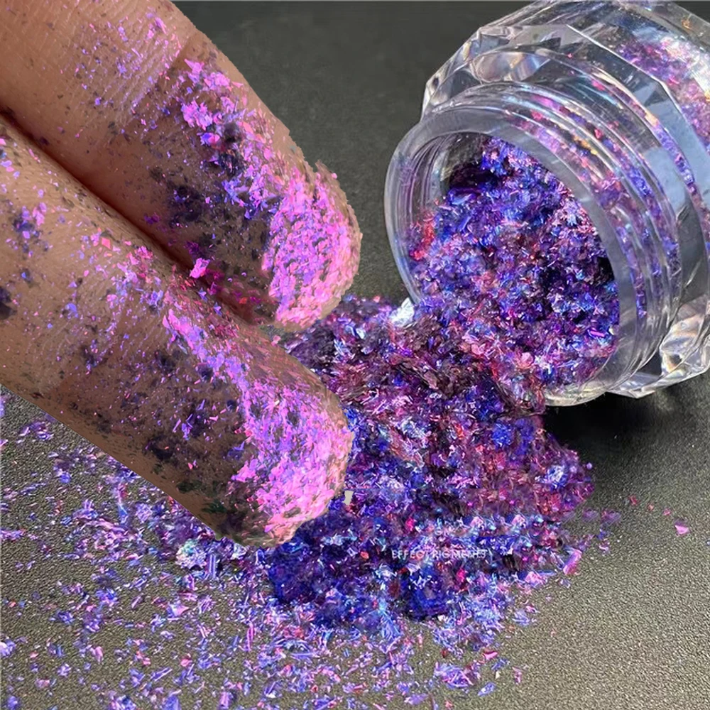 0.1g/Jar Aurora Chameleon Nail Art Opal Flakes Holographic Magic Mirror High Gloss Powder Iridescent Mermaid Chrome Pigment Dust image 6