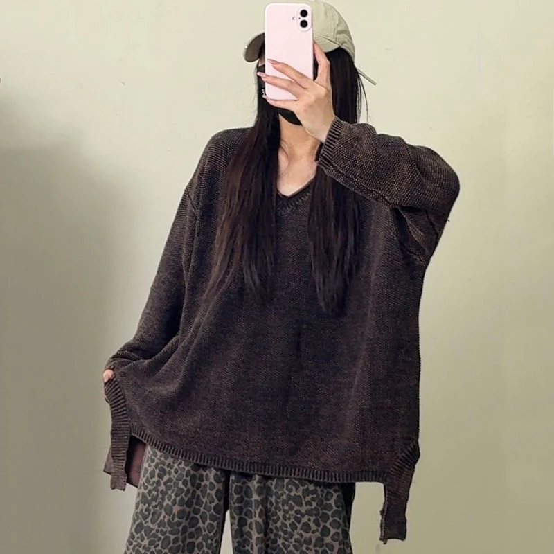 Masss Wasss 2025 Korean Winter Fashion Pullover Womens Loose Warm O Neck Sweaters Ladies Leisure Solid Big Size Knitted Jumpers